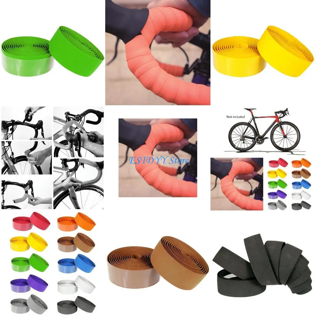 

G6DE 2Pcs Handlebar Tape, Cycling Road Bike Handlebar Tape, Anti Vibration Sponge EVA Bike Handlebar Belt Straps Wrap