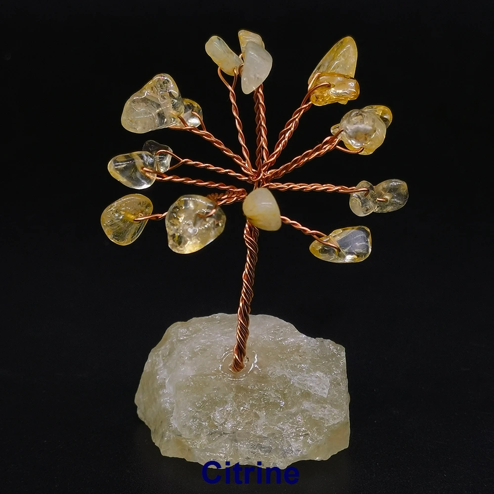 Natural Gemstone Crystal Lucky Money Tree irregular Raw Stone Base Reiki Chakra Home Office Desk Living Room Crystal Decor Gift