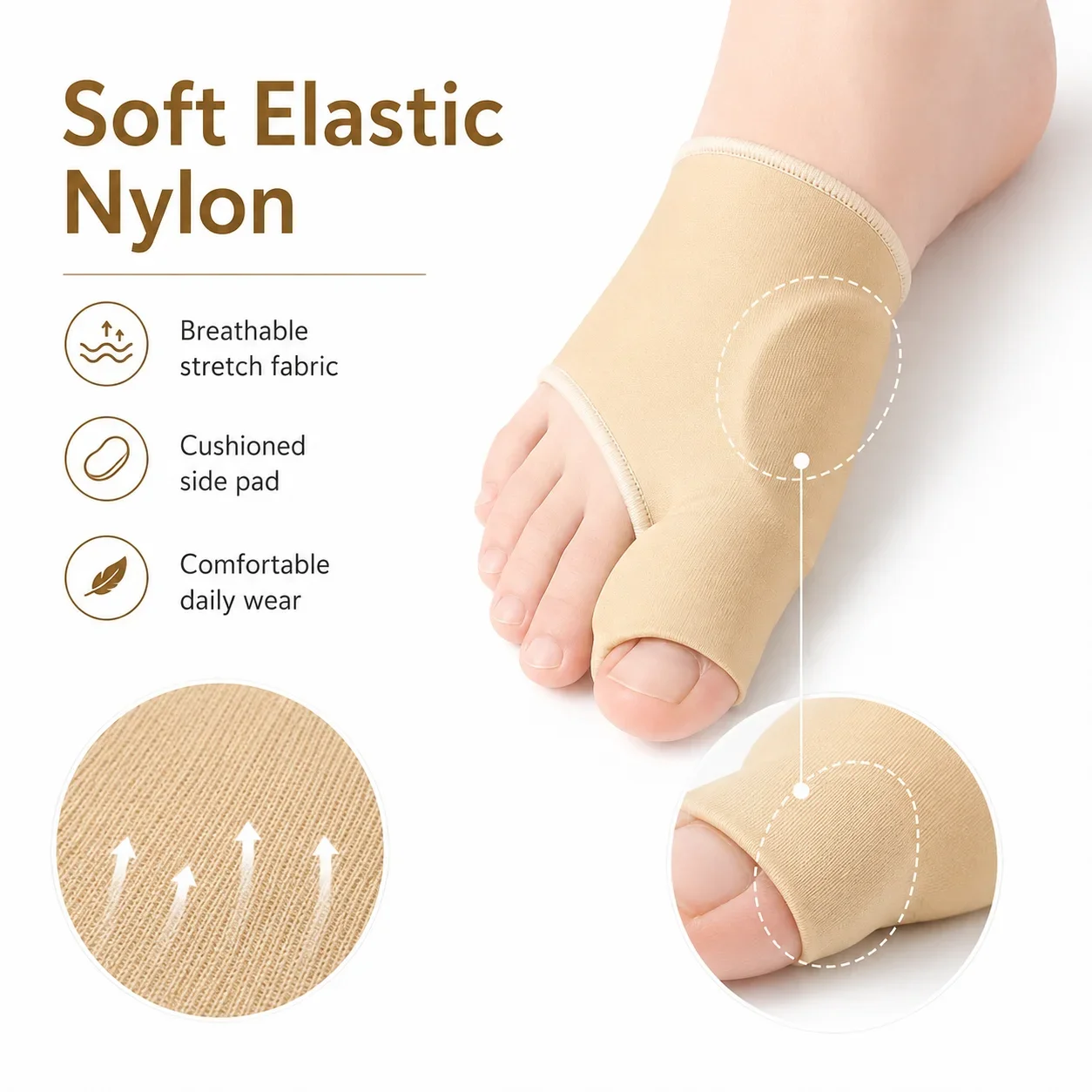 Big Toe Separator Sleeve Bunion Protector Soft Elastic Forefoot Pad Toe Spacer Foot Care Support for Women Men Daily Shoes