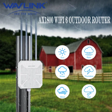 WAVLINK High Power AX1800/AX3000 WiFi6 Outdoor Mesh Router/AP/Repeater Long Range 4x8dBi High-gain Antennas IP67 Weatherproof