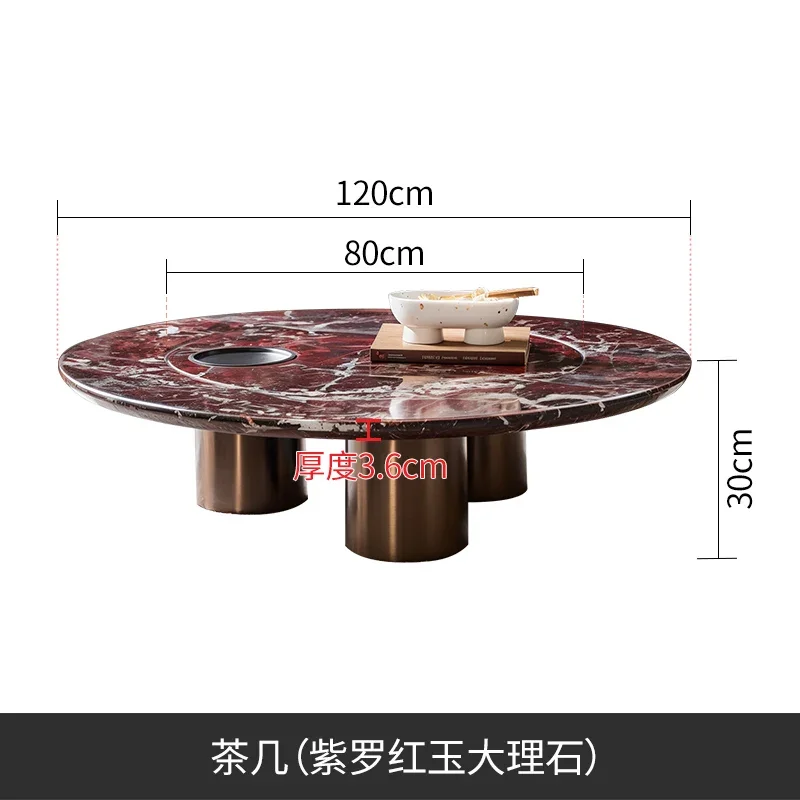Mild Luxury Marble Coffee Table High-End Luxury Black Tea Table Rotatable Storage Multifunctional Tea Table