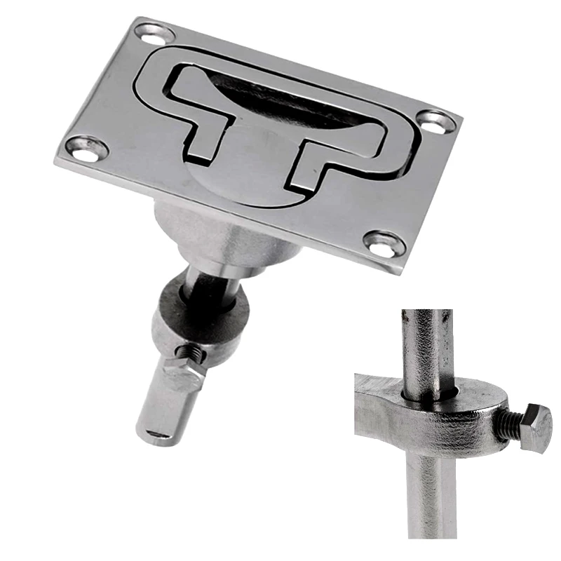 Elevating Handle Flushable 316 Stainless Steel Sturdy and Durable 3.1 x 2.4 Inches (L x W) Height-adjustable Marine Hatch Lock