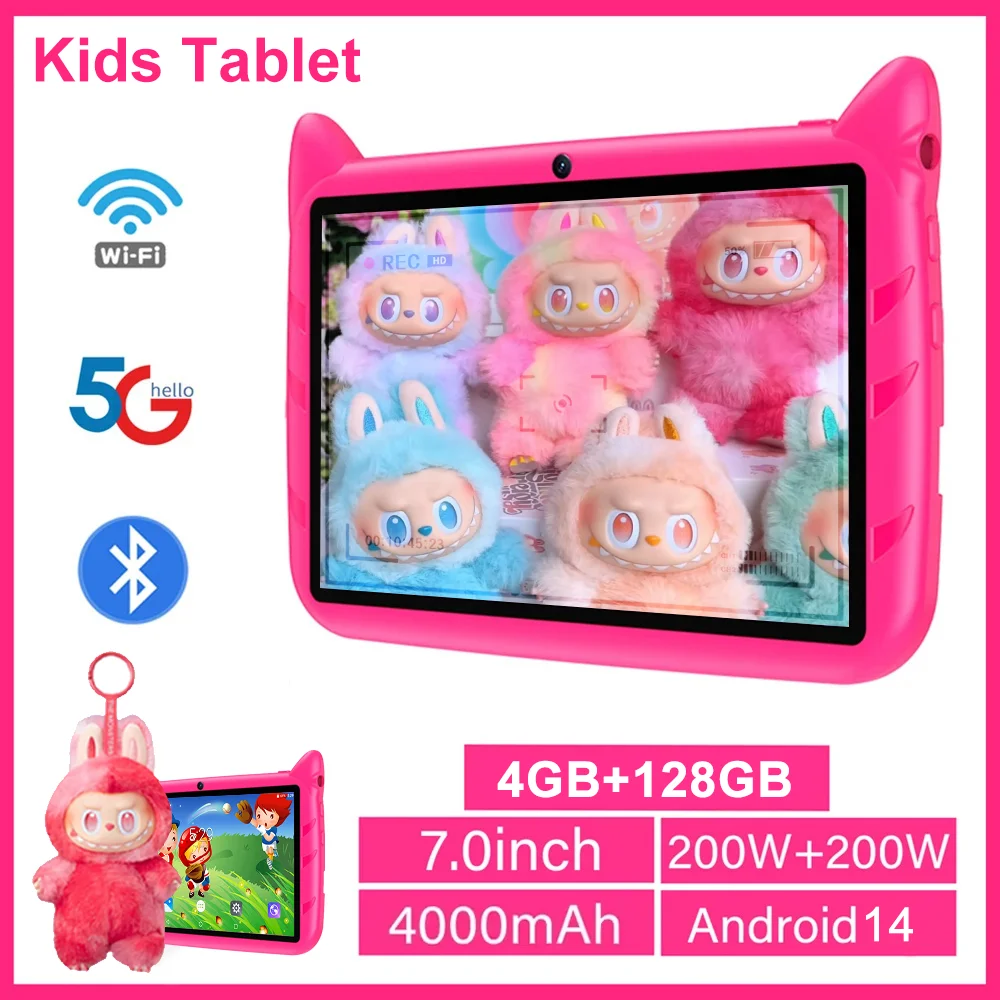 

2025 New 5G WiFi 7 Inch Tablet For Children Learning Education Kids' tablets Quad Core 4GB RAM 128GB ROM Dual Cameras Android 14