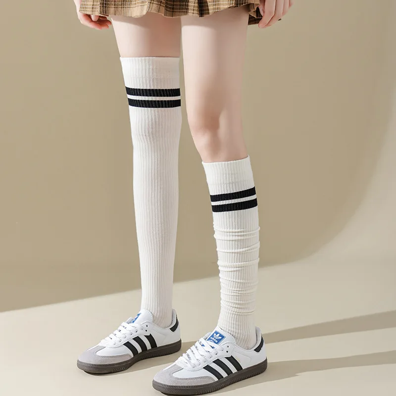 

Fashion Striped Women Stockings Long Socks Thighs High Stockings Women Knitted Cotton Knees High Socks Thigh High Socks JK Girls