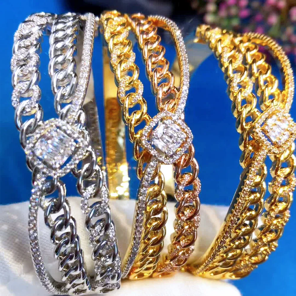 

Kellybola оригинальные штабелируемые браслеты в стиле панк для женщин, свадебный браслет с кубическим цирконием, Дубай, открытый браслет, ювелирные изделия для вечеринок