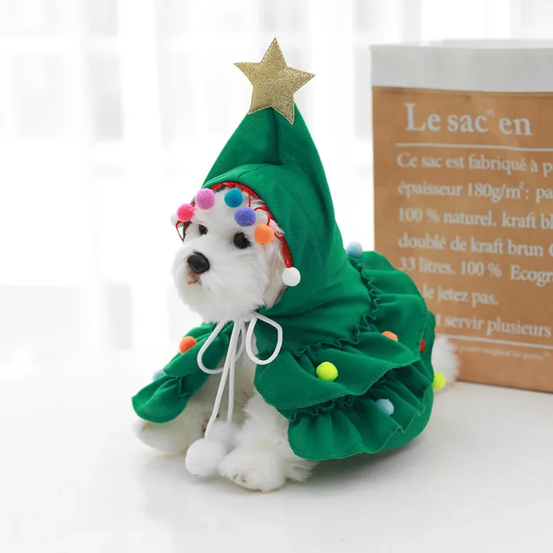 Christmas Pet Clothes Small and Medium-sized Dog Cape Shawl Corgi Method Bucket Christmas Tree Dog Dog Cape Shawl