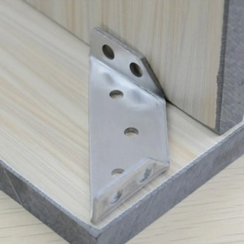 

6pcs Silver Stainless Steel Corner Brackets for Wood Furniture Connectors Shelf Brackets Angle Braces Home Factory Use Easy