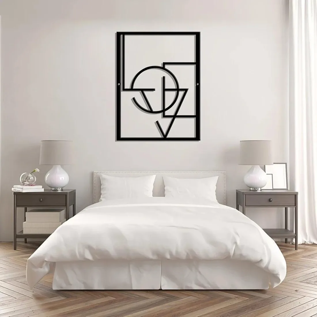 CIFbuy™ Large Geometric Metal Wall Sculpture | Handcrafted Iron Decor for Office & Outdoor - view 5