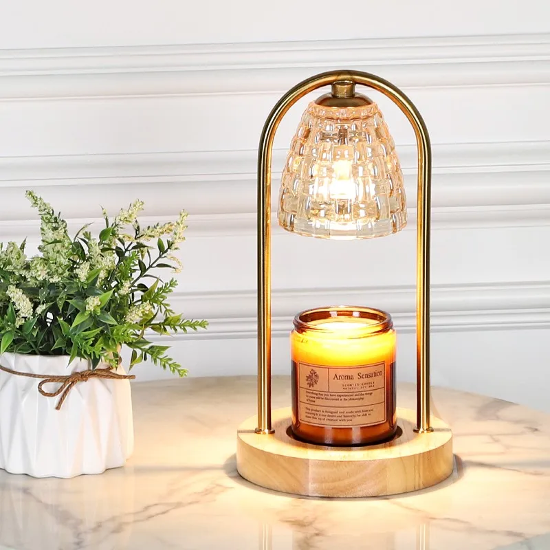 Wooden Luxury Aromatherapy Night Light Candle Crystal Table Lamp