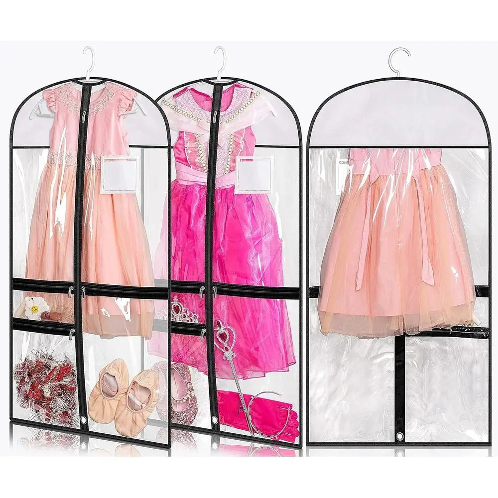 

Durable Dance Garment Bag with 3 Pockets for Kids, Embroiderable, Ideal for Competitions and Girls' Dresses (3 Pack)