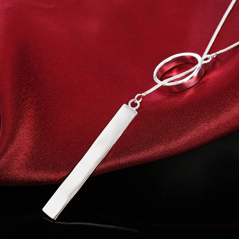 

Noble 925 Sterling Silver Fine Charms Round Pendant Necklace for Women Party Wedding Fashion Pretty Jewelry Christmas Gifts
