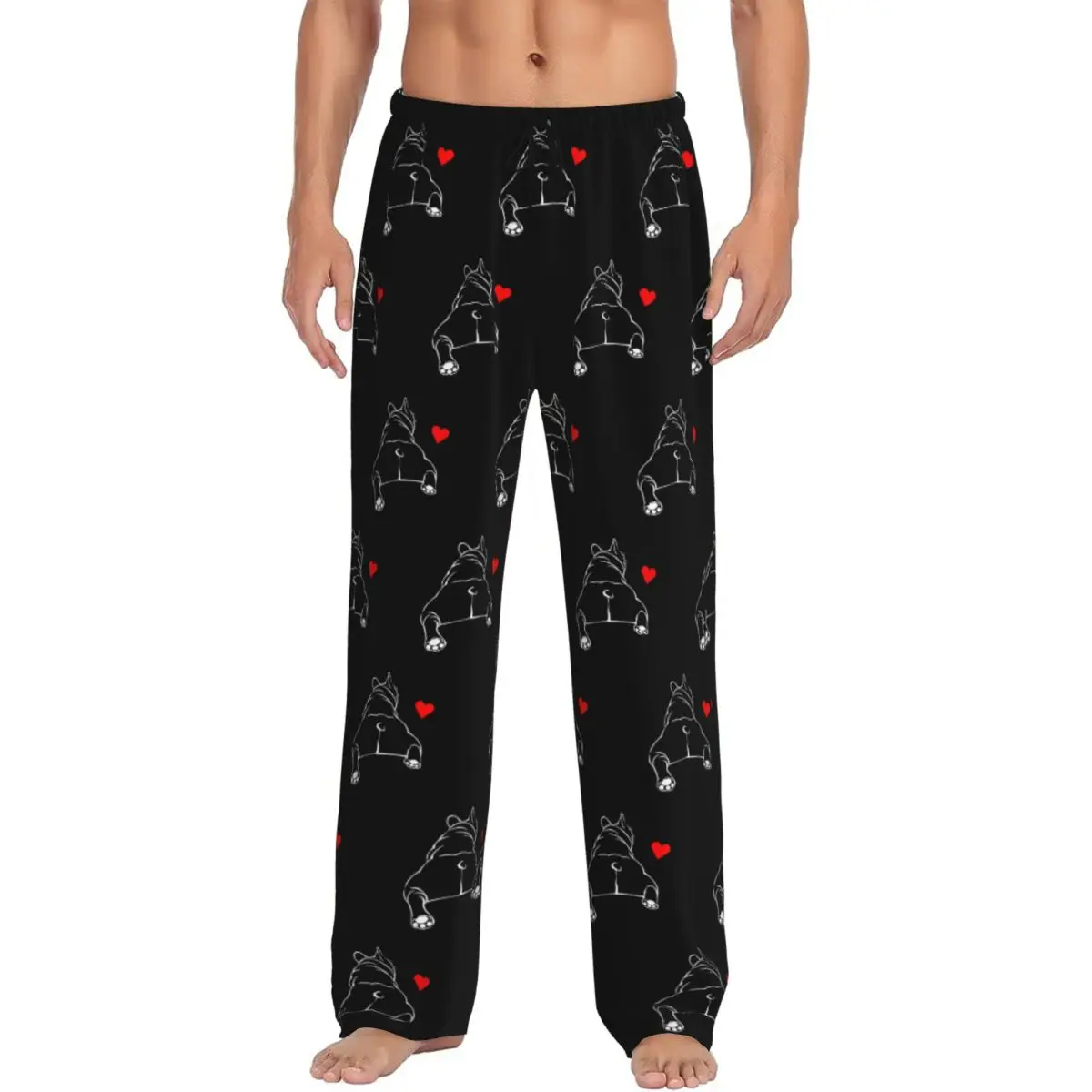 Custom Print Men French Bulldog Pajama Pants Dog Breed Cute Pet Animal Sleepwear Sleep Lounge Bottoms with Pockets