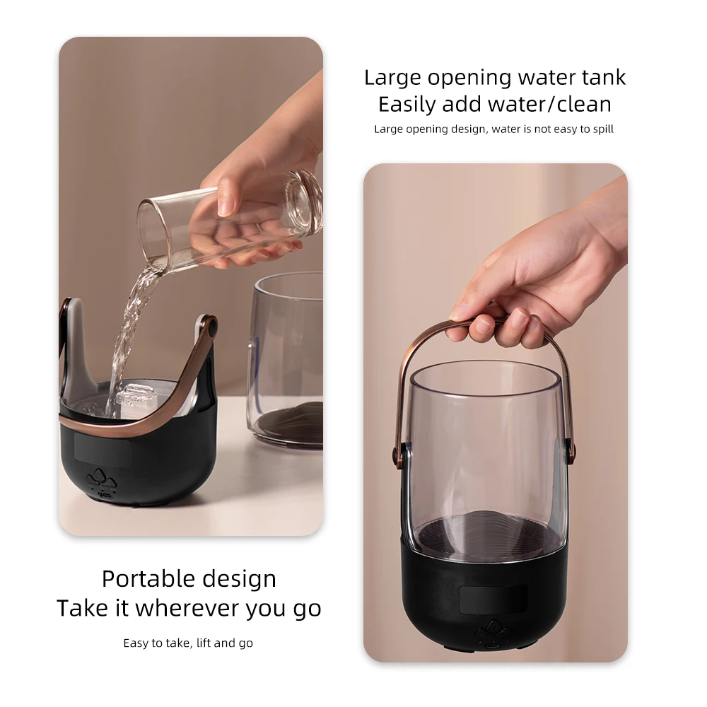 炎が見えるエッセンシャルオイルディフューザー,3つのタイマー設定,アンビエントライト,自動シャットオフ,200ml