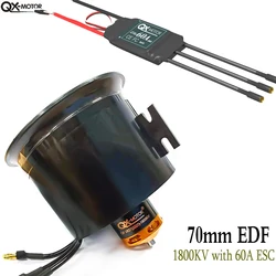 QX-MOTOR 70mm EDF 12 łopatek wentylator kanałowy z 4S 6S 60A/80A bezszczotkowy ESC do zdalnie sterowanego modelu samolotu RC części zamienne do zabawek