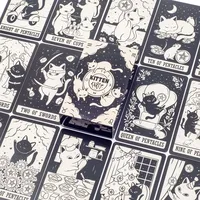 Kitten Tarot Deck 78Pcs Cute Black and White  For Beginners  Version Mysterious Board Game Fun Fortune telling Kit 3