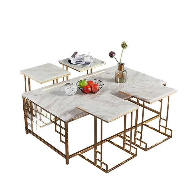 

Modern, minimalist, metal, stainless steel, marble, coffee table, light luxury, living room