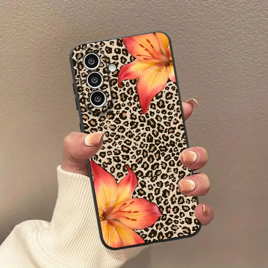 Leopard Lily Splicing Case for Samsung Galaxy A57 A23 A55 A25 A16 A15 A53 A17 A06 A37 A52 A36 A73 A51 A05 Phone Cover A12 A41
