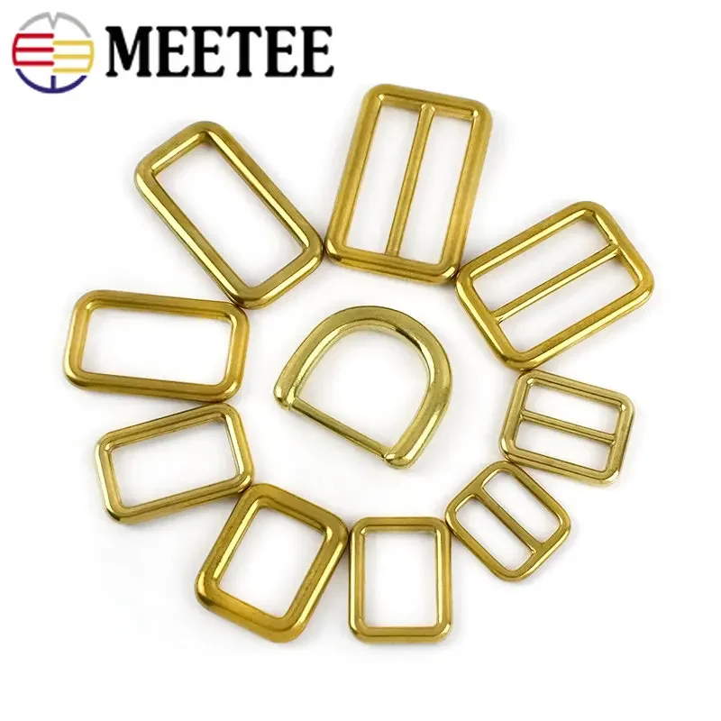 5 pz 15-38mm ottone metallo Tri-Glide Slider fibbia D anello di regolazione gancio borsa cinghia connettore fettuccia chiusura accessori per vestiti