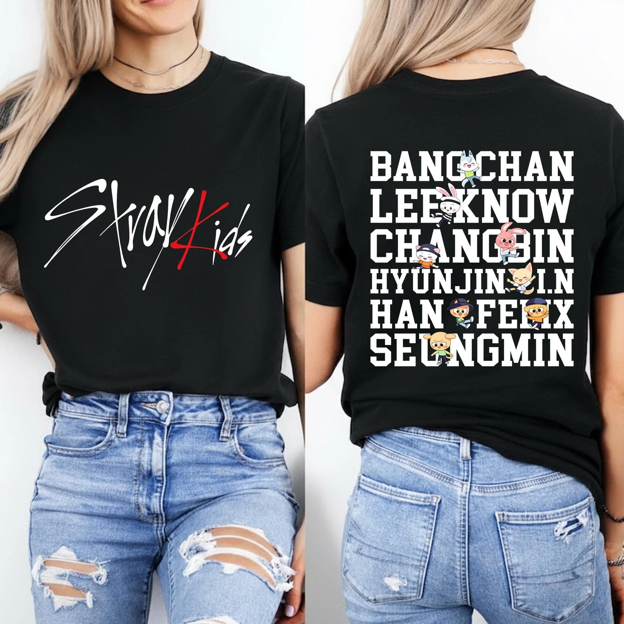 Stray Kids Sweatshirt Stray Kids Members Shirt Stray Kids Merch Fans Gift 2026 Summer Men's Women's Streetwear Cotton T-shirt