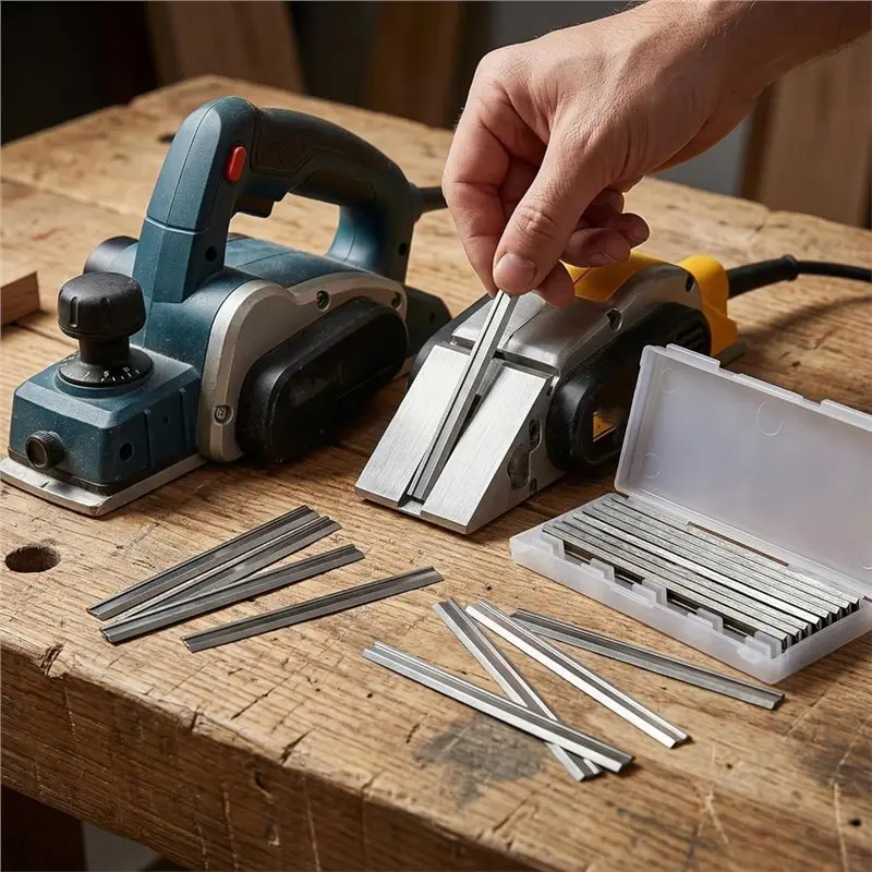 A7THK-For Electric Hand Planer Compatible 20-Pack 82Mm Reversible Planer Blades With Storage Case