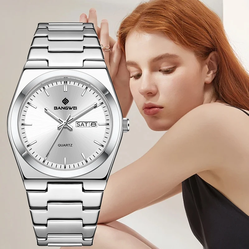 

BANGWEI Elegant Fashion Women's Wristwatch Casual Luxury Steel Belt Waterproof Auto Date Week Quartz Woman Watch Ladies Gift Box