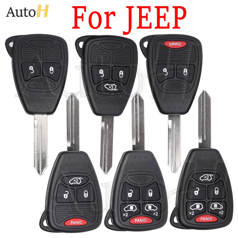 Car Remote Key Case Shell for Jeep Grand Cherokee Dakota Durango Charger Chrysler Dodge Car Key Replacement Case 2/3/4/5/6Button