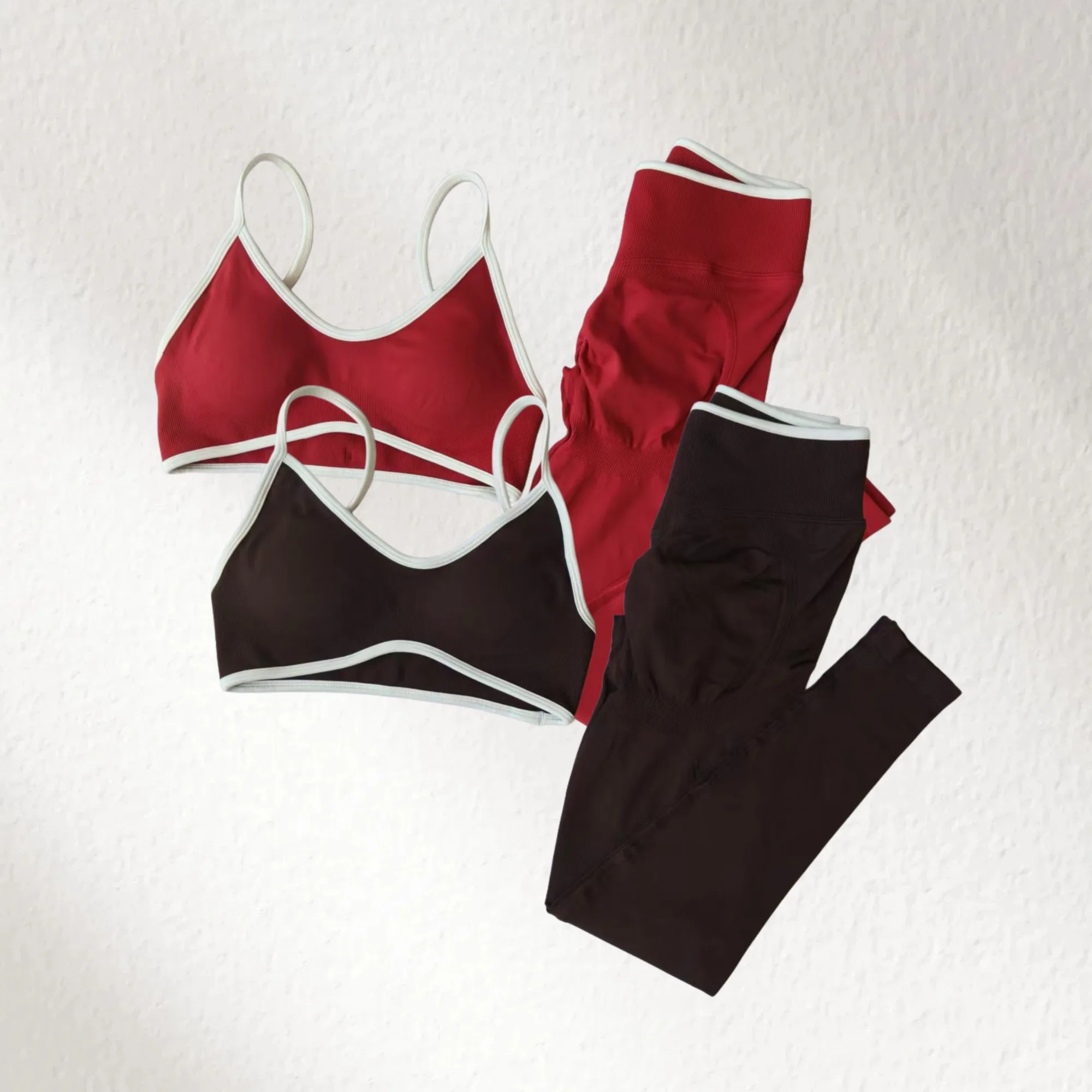 

Two-piece Set 2025 Fashion Sports New Flat Replacement Seamless Tight Contrasting Bra Slim and Thin Gym Women's Yoga Trousers