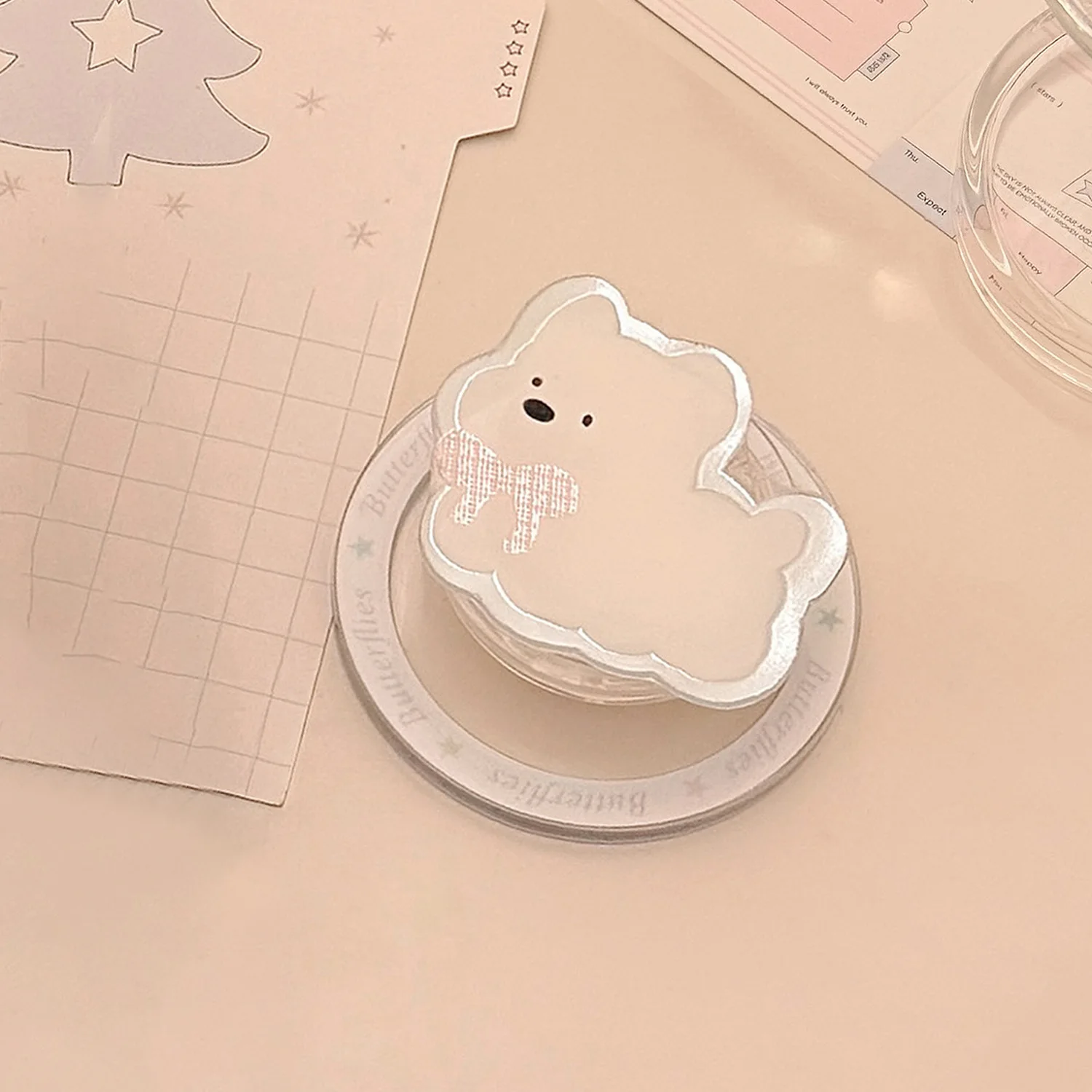 White Puppy Magnetic Phone Grip Holder Cute Westie Cartoon Phone Stand Bracket Magnet Finger Socket for Universal Cell Mobile