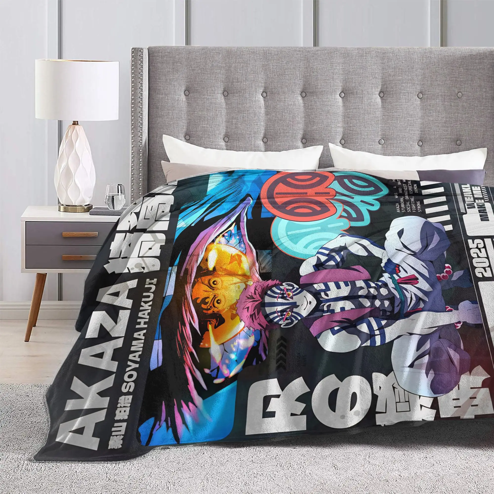 الرتبة العليا 3 Akaza الفانيلا بطانية شيطان القاتل لينة دائم رمي بطانية للسفر في الهواء الطلق طباعة المفرش أريكة غطاء سرير #3