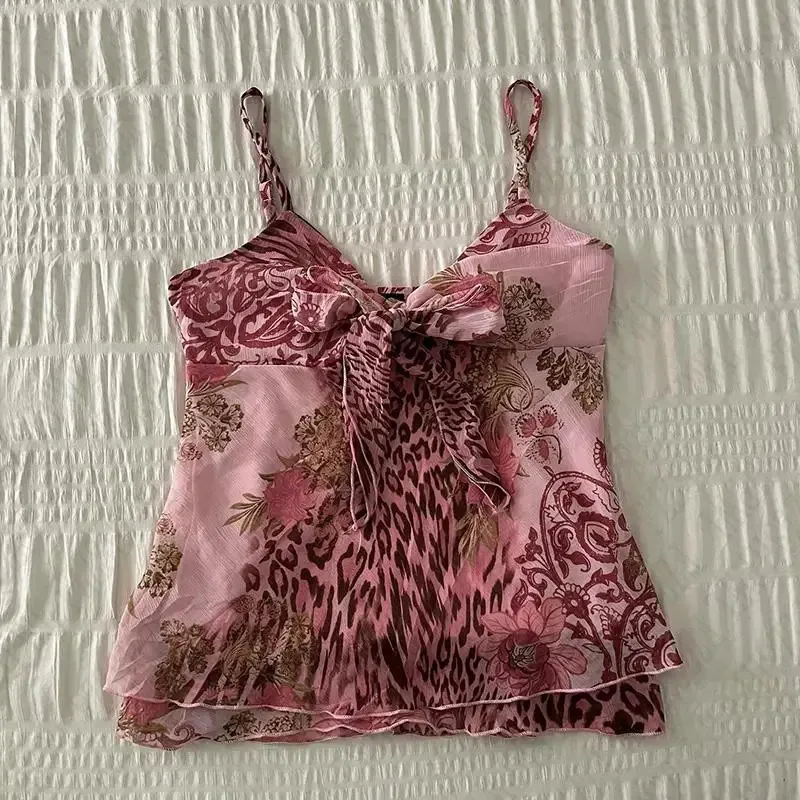 

Slim Y2k Tank Top Flower Harajuku Graphic Print Punk Streetwear Camis Casual Hip Hop Crop top Retro Rock Goth Sleeveless Top EMO