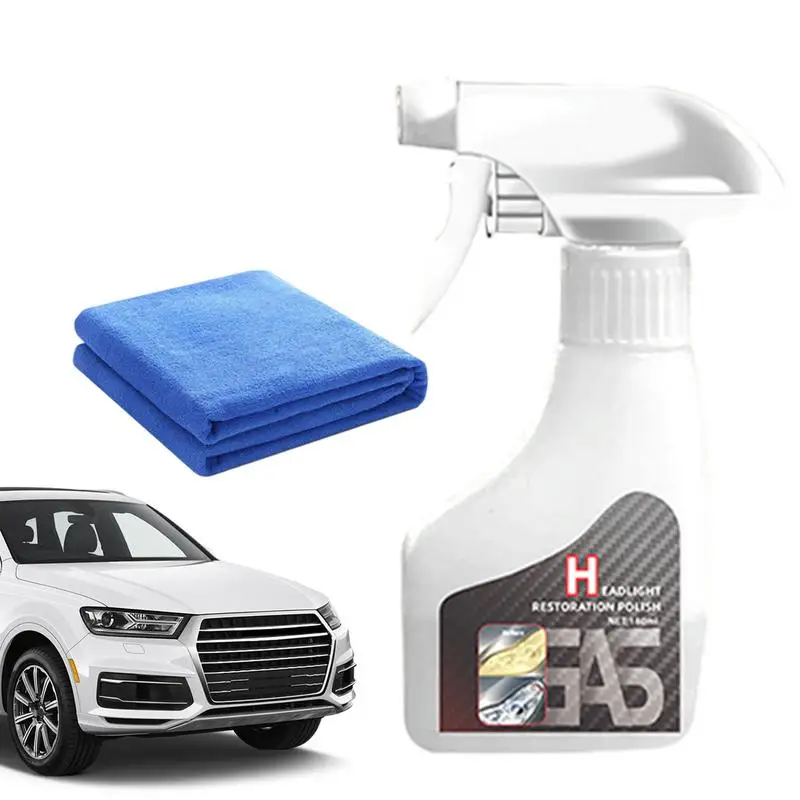 Car Headlight Cleaner Refurbishment Headlight Renewal Liquid Polish Repair Agent Protective Auto Lights Restorer With Towels