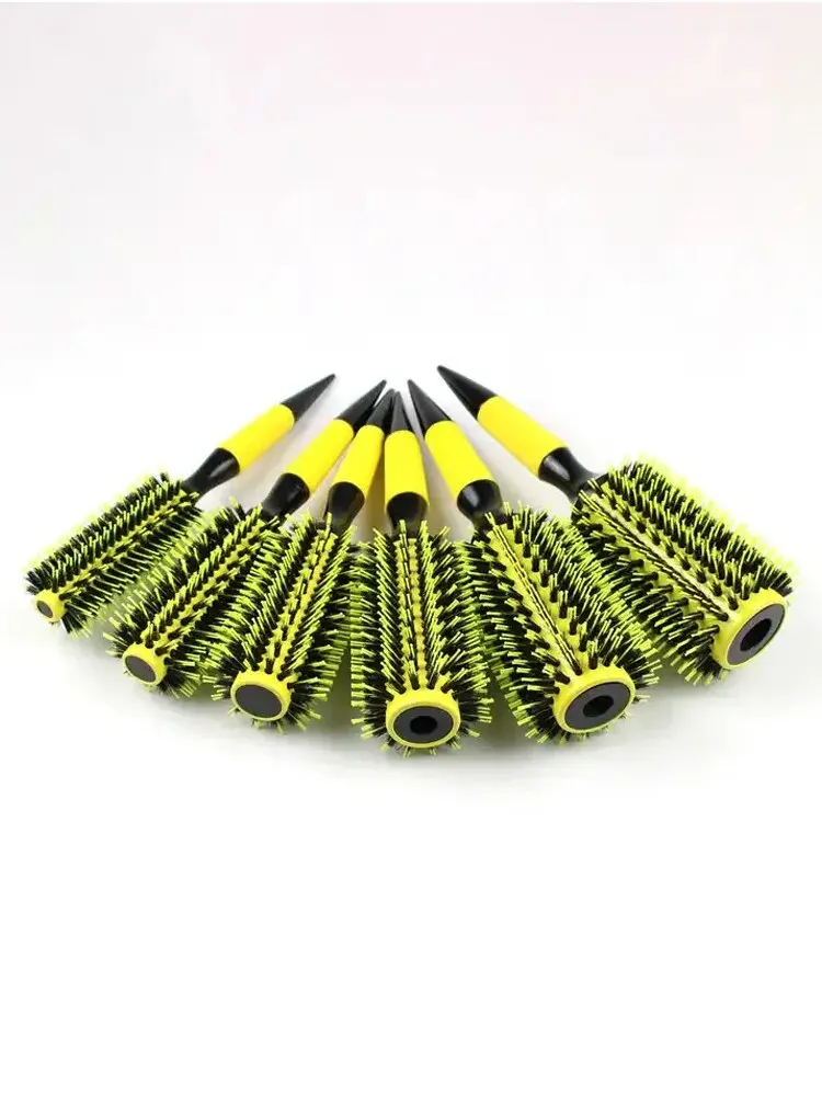 1/6PCS Yellow Aluminum Tube Bristle Nylon Needle Hair Curling Comb Cross-Border Pointed Tail Roller Comb Hair Brush