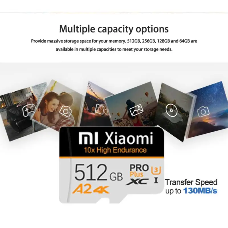 Xiaomi SD Card Class 10 V10 V30 V60 V90 U3 UHS-II 32GB 64GB 128GB 256GB 512GB High Speed 4K 8K Memory Card for Camera PC