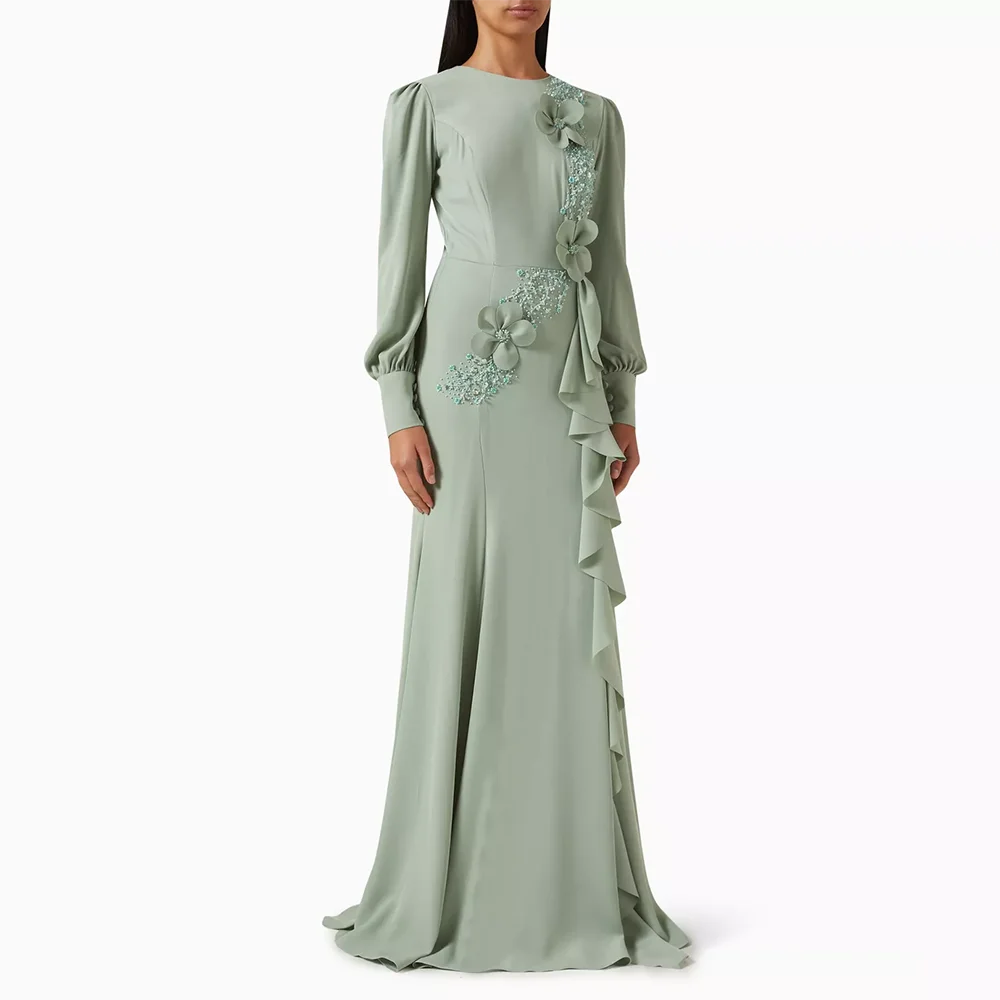

Elegant Evening Dresses Jersey Long Sleeves Mermaid Floor Length Evening Gowns O-Neck Prom Dresses Dress Customized 2025