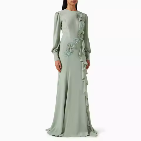 Elegant Evening Dresses Jersey Long Sleeves Mermaid Floor Length Evening Gowns O-Neck Prom Dresses Dress Customized 2026