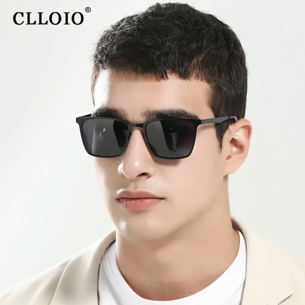 Cloio-gafas de sol polarizadas fotocromáticas cuadradas para hombre y mujer, lentes de sol antideslumbrantes para viajes y conducir