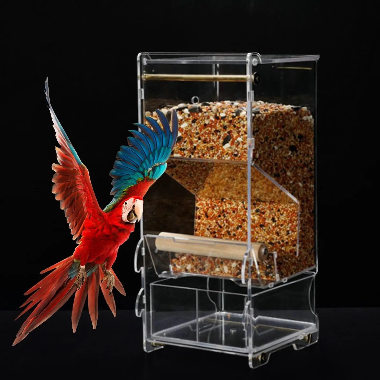 

Clear Cage Feeder Cage Hanging Feeding Bowl Seed Food Container Pet Feeder for Budgie Cockatoo Cockatiel Finch Parakeet