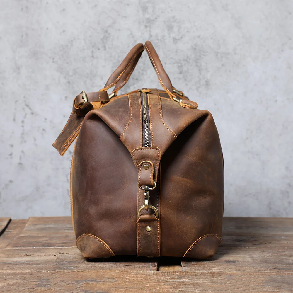 S.WORKER Premium Vollnarbenleder-Reisetasche Echtes Leder Vintage-Stil Große Handgepäcktasche – Detail 8