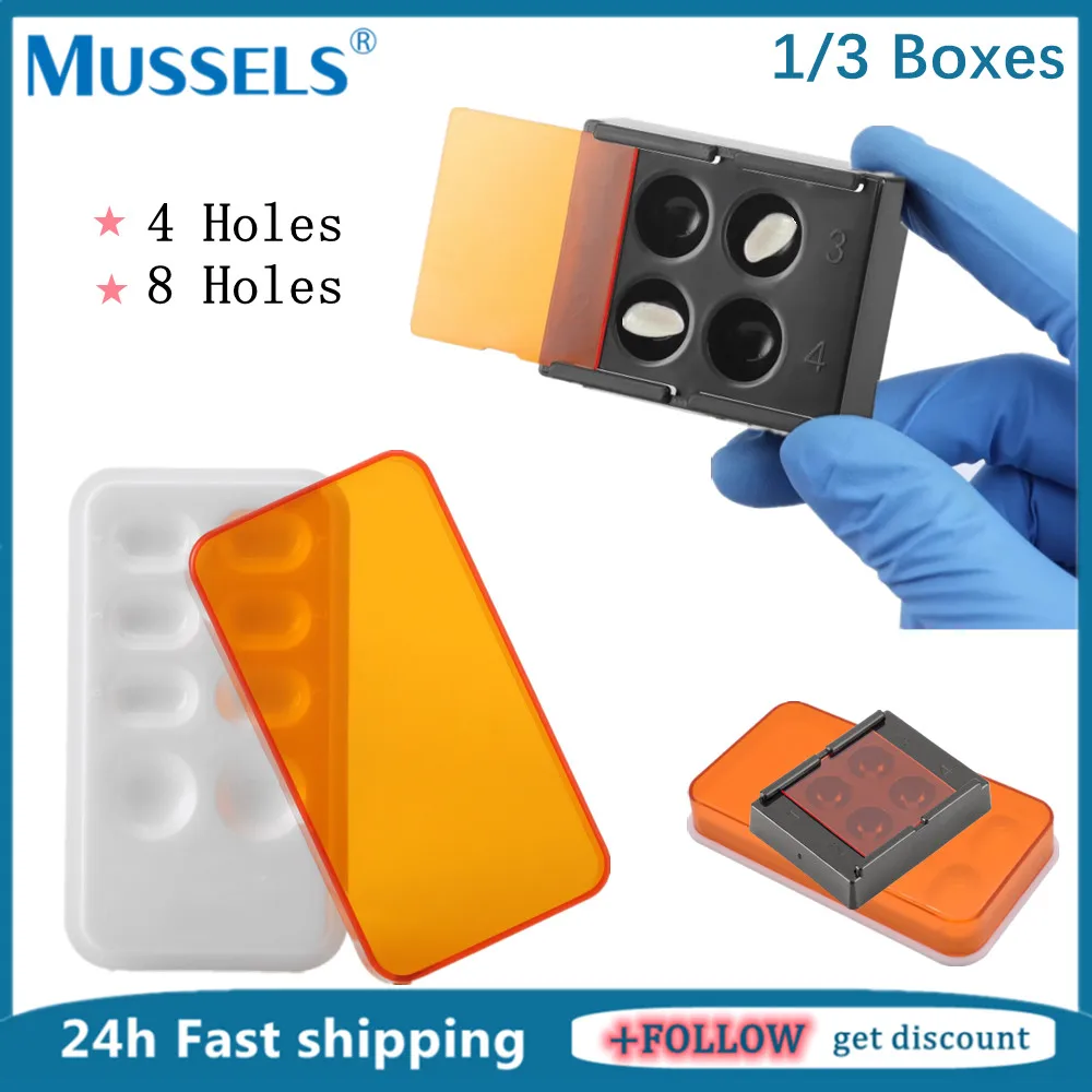 3/1PC Dental Resin Shading Light Case Veneer Teeth Patch Storage Box Denture Retainer Mix Composite Hood Dentist Plastic Palette