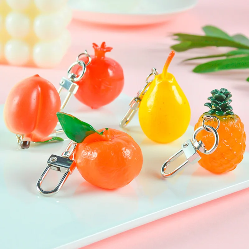 Lovely Simulation Vegetables Fruits Keychains Cartoon  Mango Strawberry Orange Keyring Car Key Holder Bag Pendants Jewelry