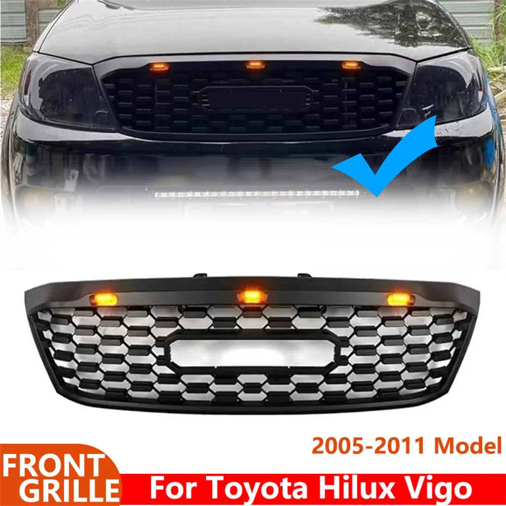 Front Racing Grill Grills Mesh Front Bumper Grilles For TOYOTA  HILUX  VIGO 2005-2011 Modified Racing Grille Grid Mesh Cover