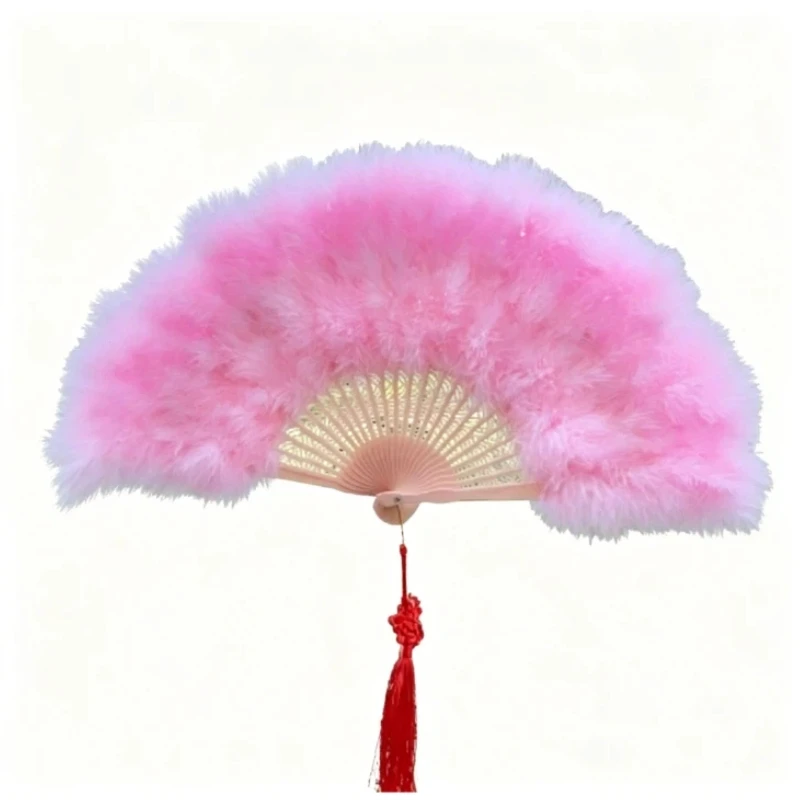 

Pink Princess Feather Fans Children's Day Stage Performance Props Feather Fan Ancient Grils Hufu Qipao Photo Runway Prop Fans