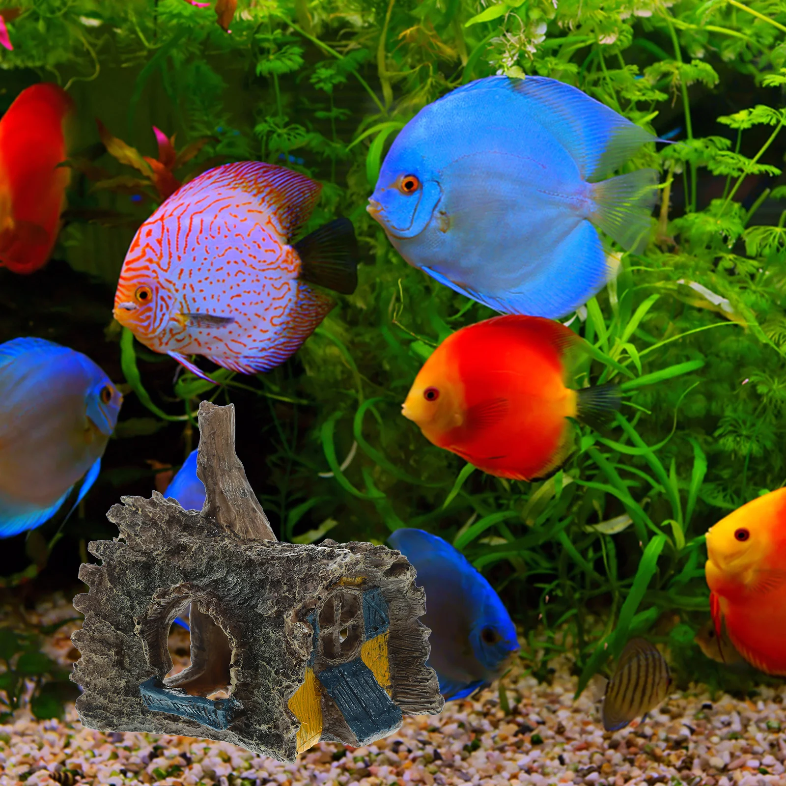 

Simulated Tree Root Wooden House Aquarium Cave Decoration Resin Fish Tank Hideout Unique Shape Long Lasting Durable Practical