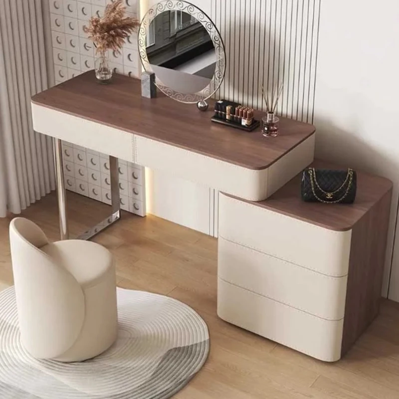 

Makeup Cabinet Dresser Wood Stool Nordic Modern Drawers Bedroom Dressers Light Mirror Storage Tocador De Maquillaje Furniture