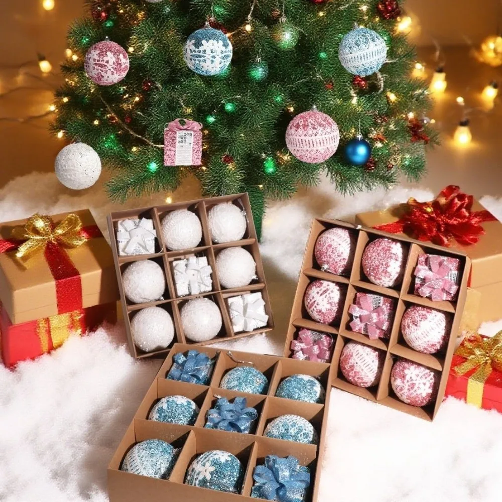 

Plastic Christmas Ball Ornaments Glitter Shatterproof Christmas Baubles Reusable Hanging Christmas Tree Topper Home Office Decor