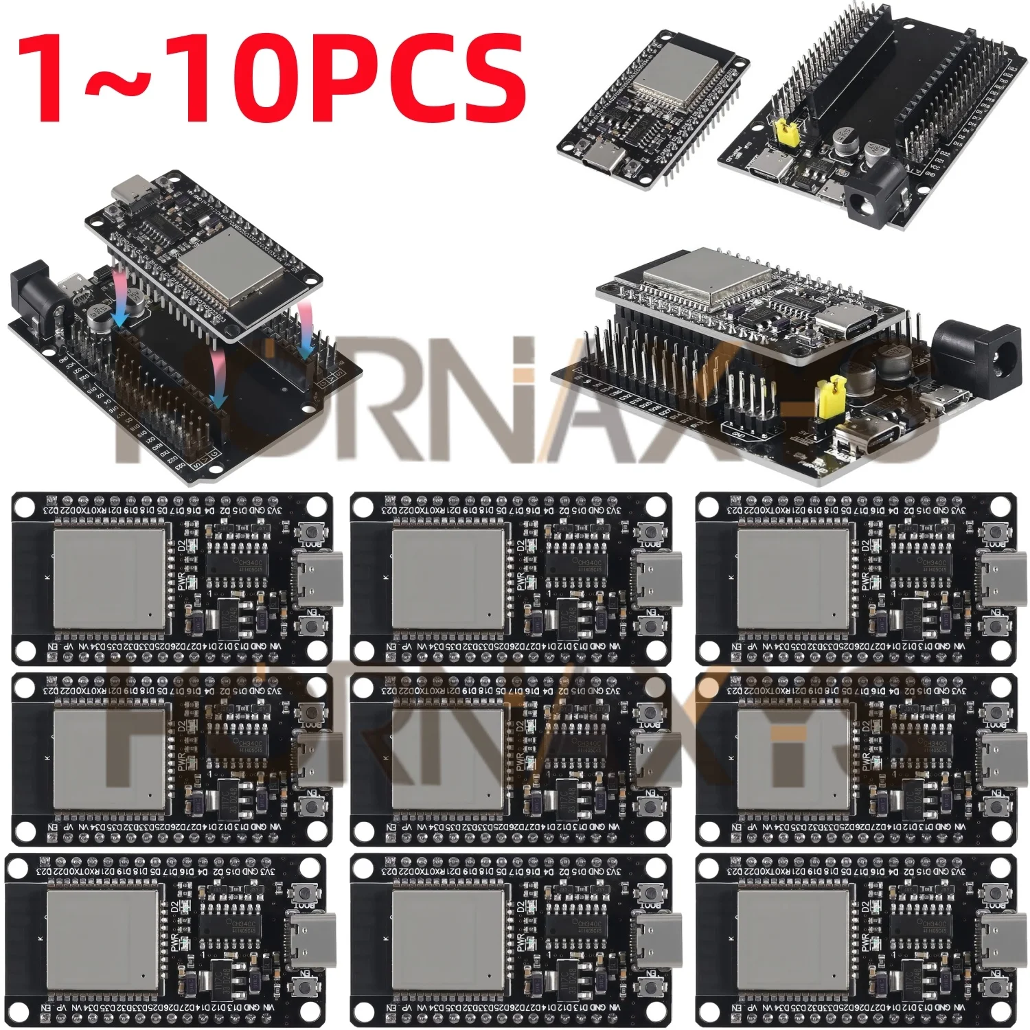1-10PCS/FOR ESP32 Development Board TYPE-C USB CH340C WiFi+Bluetooth Ultra-Low Power Consumption Dual Core FOR ESP32