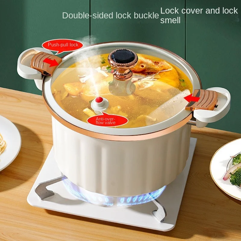 

Enamel Micro Pressure Pot Korean Vacuum Non Stick Soup Pot New Multifunctional Stewing and Boiling Pot Double Ear Stewing Cooker