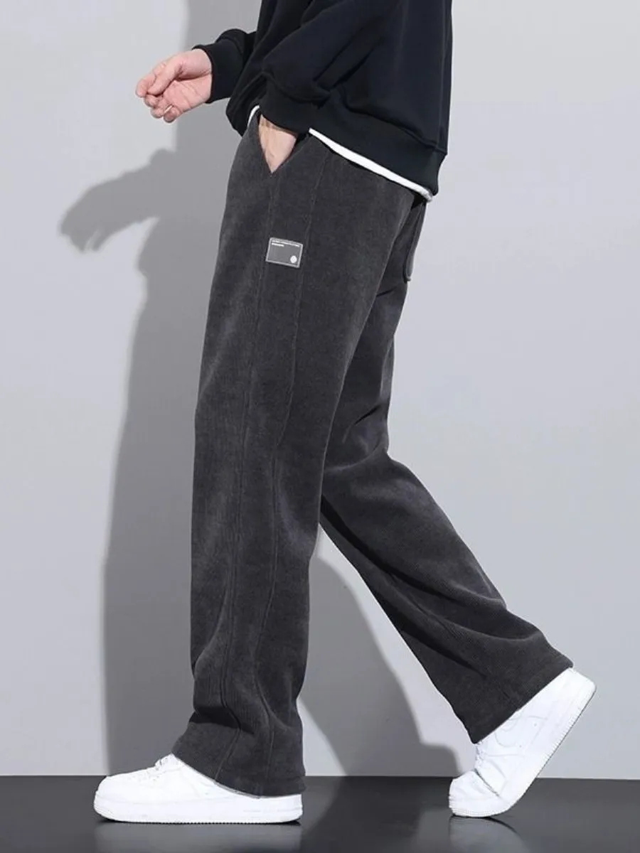 

Men's Fce Lined Corduroy Straight Leg Pants Thi Casual Sports Sle Warm Winter Autumn Faion Brand Corduroy Pants