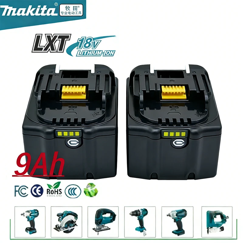 

9000mAhMakita 18V 9.0 Ah Rechargeable Lithium Ion Battery with Indicator For Power Tools Compatible with BL1830 BL1840 BL185