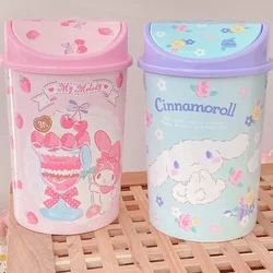 Sanrio Kawaii Cinnamoroll Trash Can Kuromi MyMelody Anime Lovely Cartoon Girl Home Living Room Bedroom Bathroom Flip Wastebasket